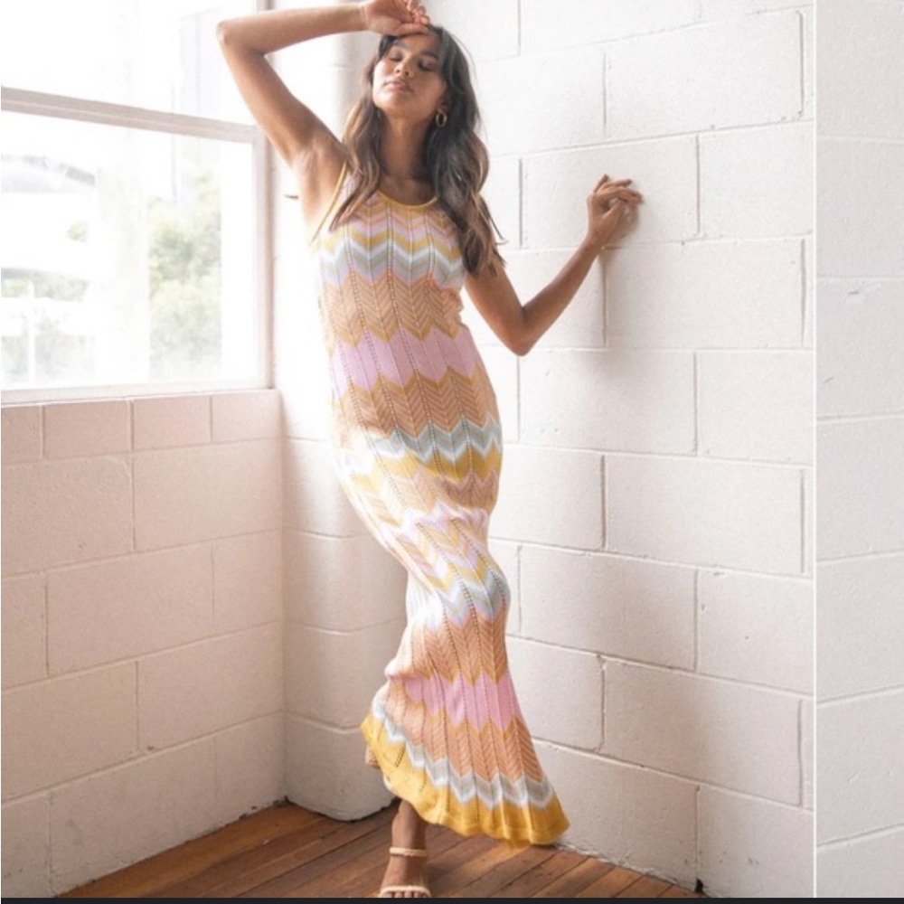 Petal and Pup Crochet Colorful Chevron Maxi Dress